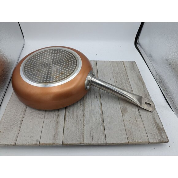 Copper Nonstick Ceramic Coating Fry Pan Skillet 9 1/2" Stainless Steel Todd Engl - Picture 4 of 7
